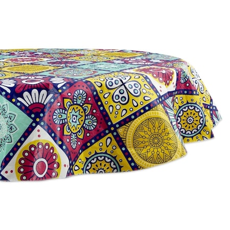 Fastfood 70 in. Round Spanish Tile Vinyl Tablecloth FA2567375